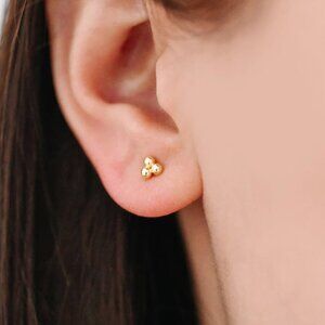 CUTE Studs 3 Dot Stud Earrings Dainty Gold Minimalist Hypoallergenic Jewelry